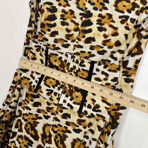 CF Goldman Leopard Corset Midi Dress Womens Size 0 Ruffle Cheetah - Picture 9 of 10
